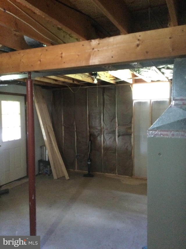 basement with heating unit