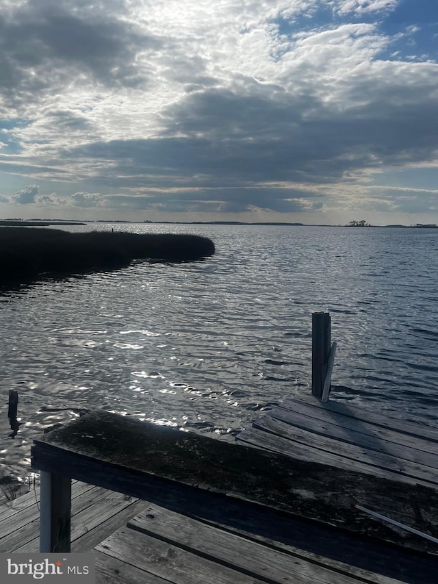 view of dock featuring a water view