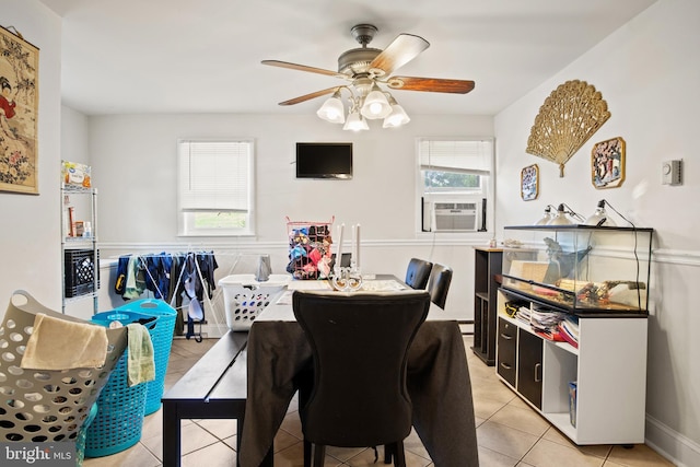 484 Brough Rd, Abbottstown, PA 17301 - dining area featuring cooling unit, a ceiling fan, and light tile patterned floors