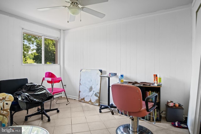 484 Brough Rd, Abbottstown, PA 17301 - tiled home office with a ceiling fan and crown molding