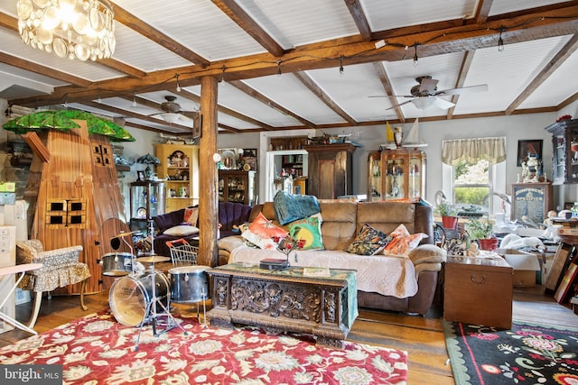 484 Brough Rd, Abbottstown, PA 17301 - living room with wood finished floors, ceiling fan, and a chandelier
