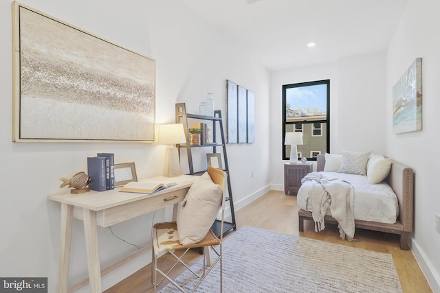 bedroom featuring light hardwood / wood-style flooring