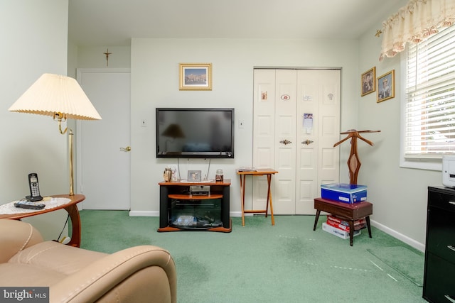 living room with carpet