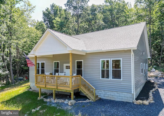 view of front facade with a deck