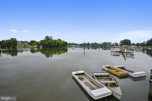 view of dock featuring a water view