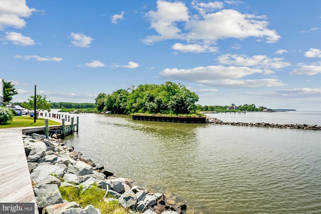 water view with a dock