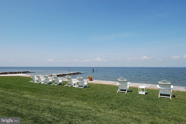 property view of water featuring a boat dock