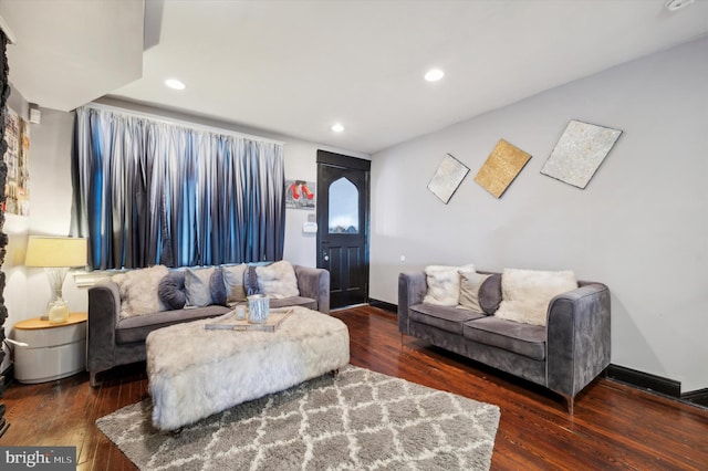 living room featuring dark hardwood / wood-style flooring