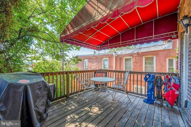 deck featuring grilling area