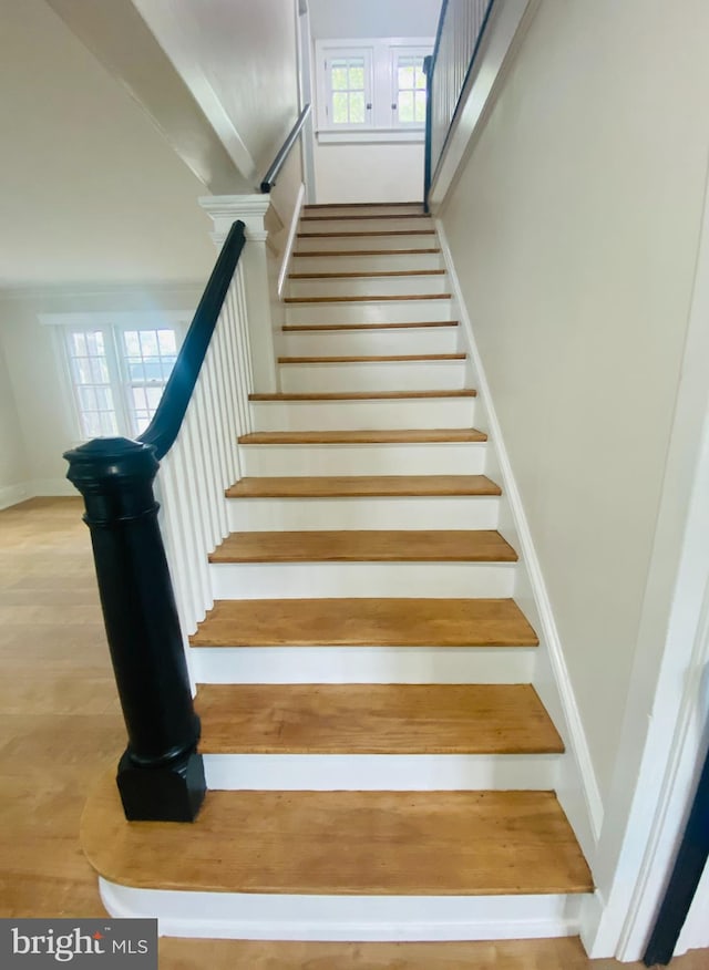 stairs with a wealth of natural light