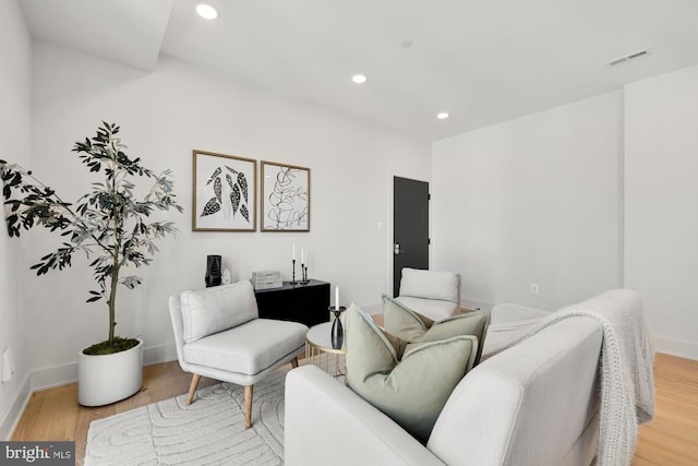 living room featuring light wood-type flooring