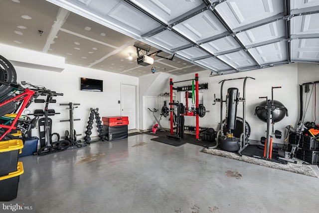 garage with a garage door opener