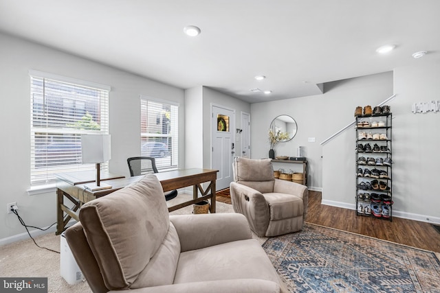 living room with wood-type flooring