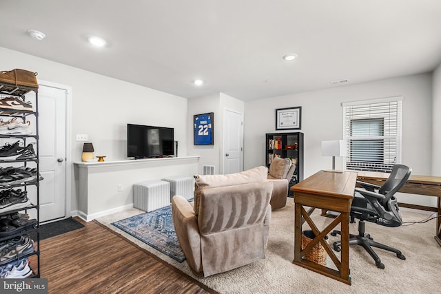 living room featuring light hardwood / wood-style flooring