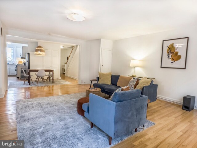 living room featuring light hardwood / wood-style flooring