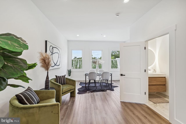 sitting room featuring wood-type flooring