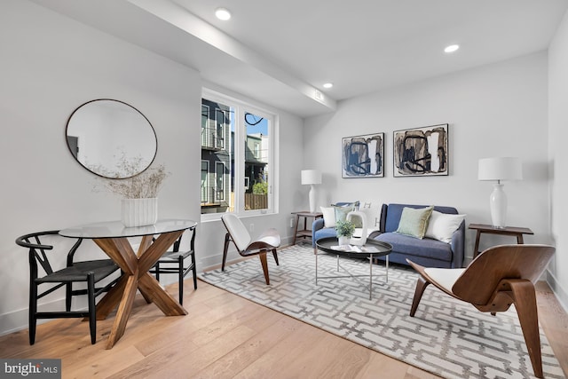 living room featuring light wood-type flooring