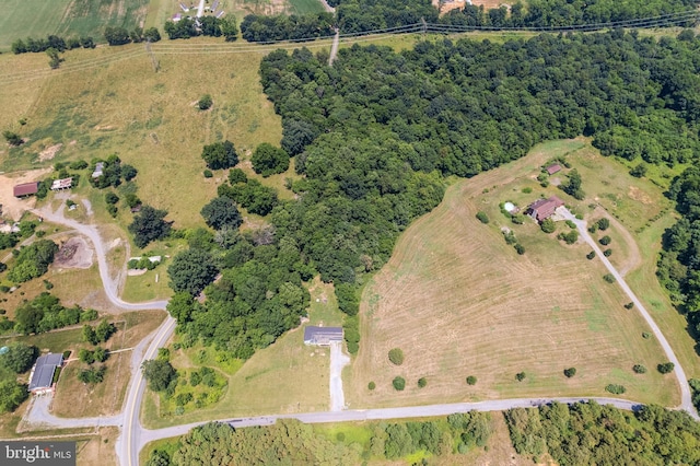 drone / aerial view with a rural view