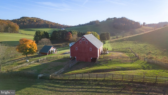 exterior space with a rural view