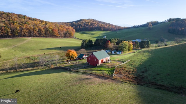 bird's eye view featuring a rural view