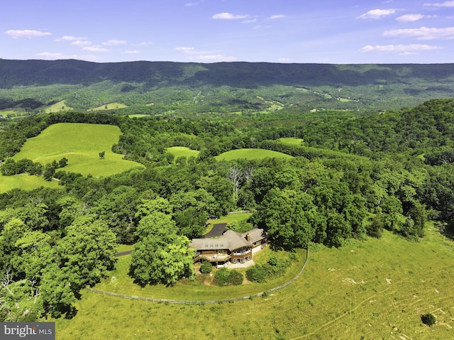 aerial view with a mountain view