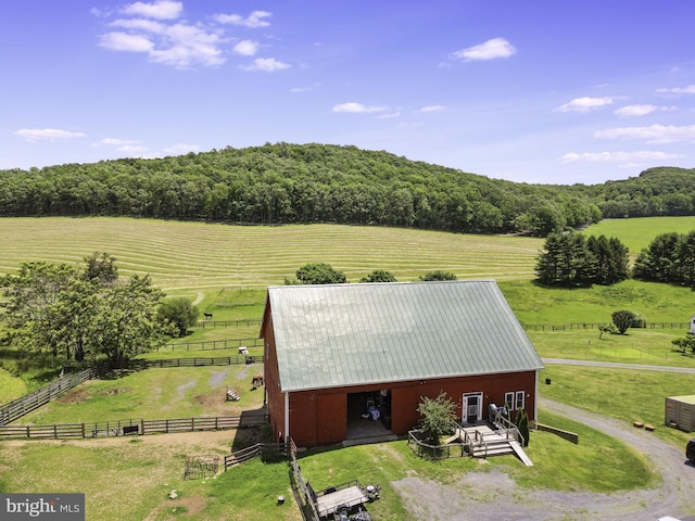 bird's eye view featuring a rural view