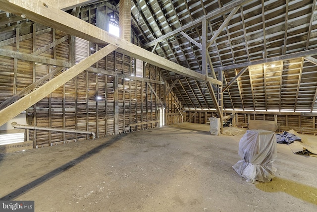 miscellaneous room featuring vaulted ceiling