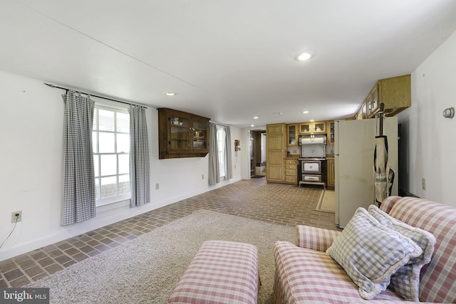 living room featuring carpet floors