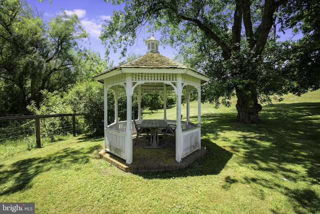 view of yard with a gazebo