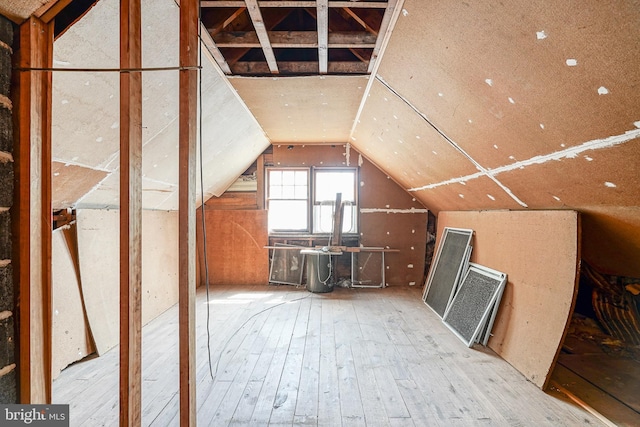 additional living space with lofted ceiling and hardwood / wood-style floors