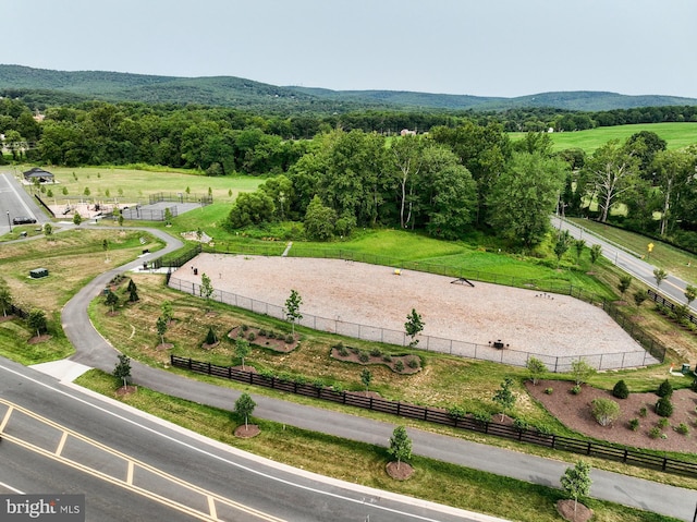 birds eye view of property featuring a rural view