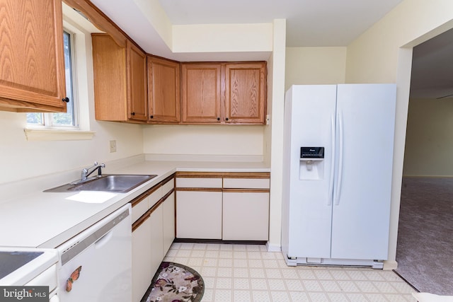 kitchen featuring sink and white appliances