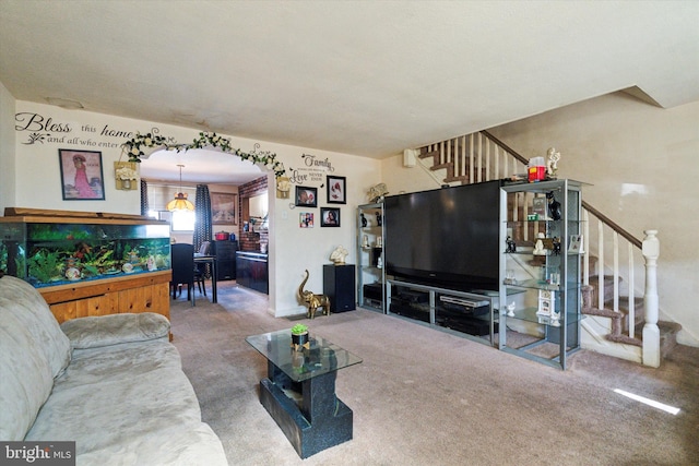 living room with carpet floors