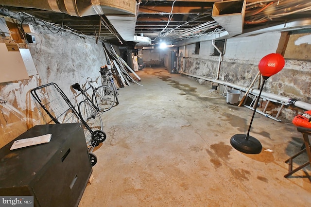 basement with water heater