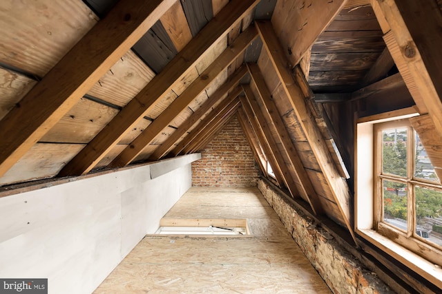 view of unfinished attic