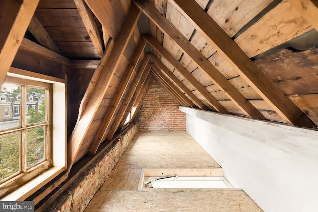 view of unfinished attic