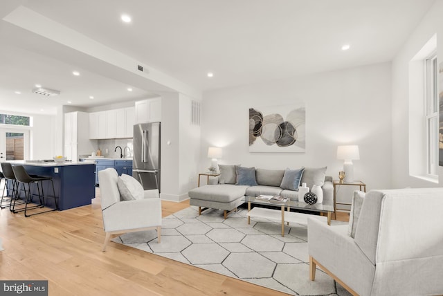 living room featuring light hardwood / wood-style floors