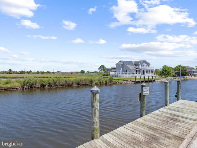 view of dock featuring a water view