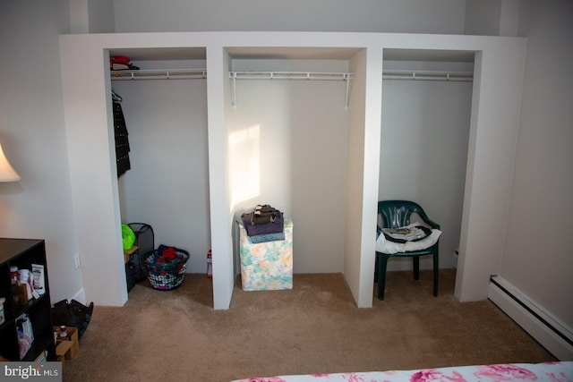 closet featuring a baseboard radiator