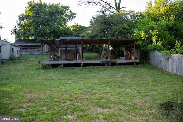 view of yard with a deck