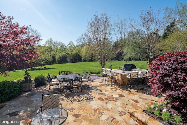 view of patio featuring a bar