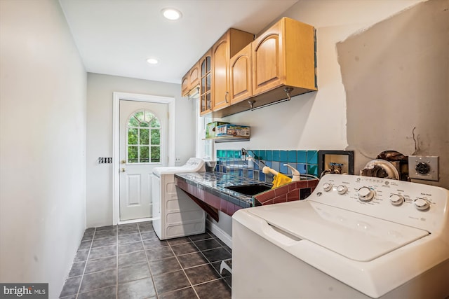 laundry area featuring hookup for a washing machine, cabinets, and sink