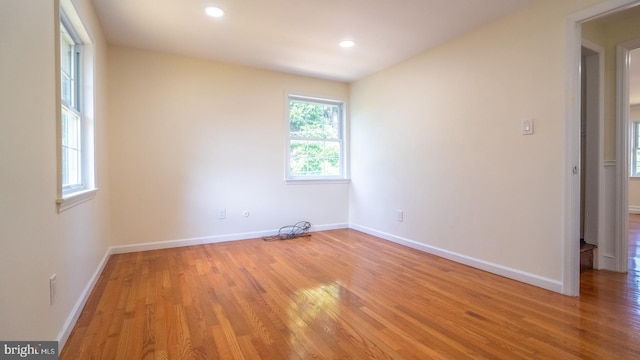 empty room with light wood-type flooring