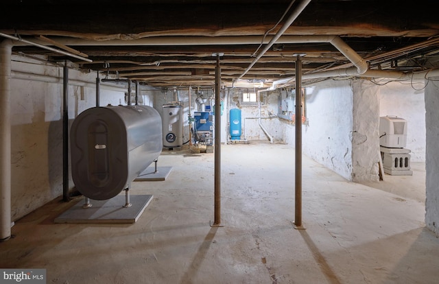 basement with water heater