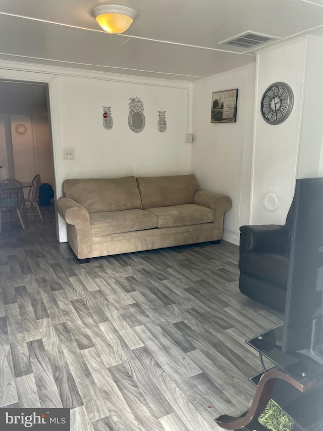 living room with hardwood / wood-style floors