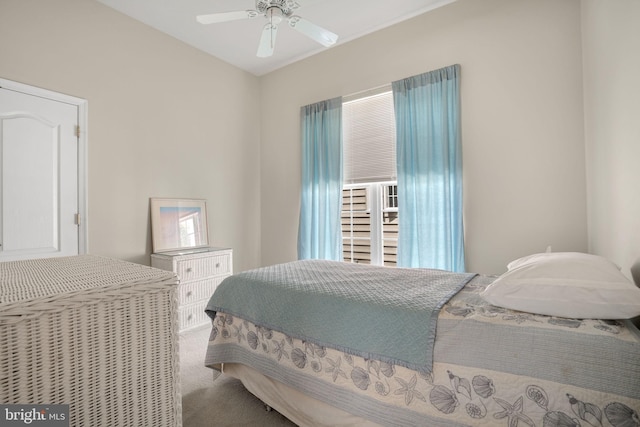 bedroom with carpet and ceiling fan