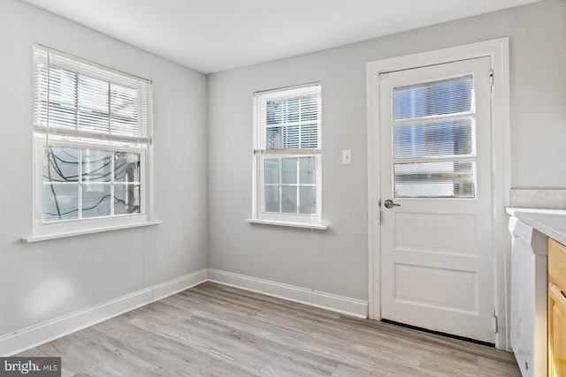 entryway featuring light wood-type flooring and plenty of natural light