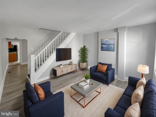 living room featuring light hardwood / wood-style flooring