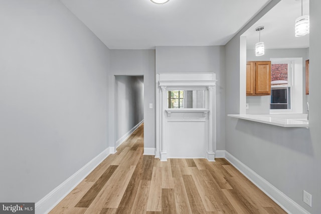 hall featuring light hardwood / wood-style floors