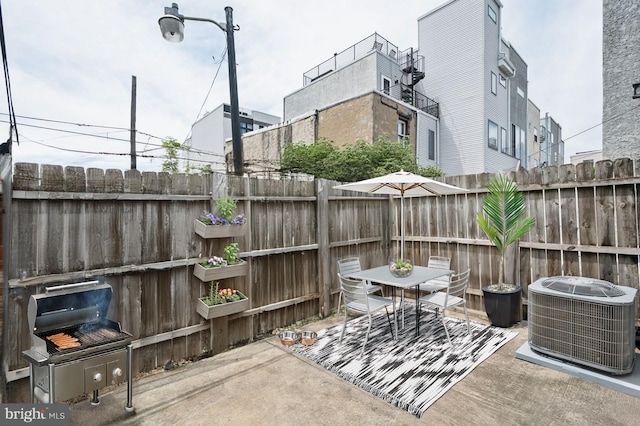 view of patio / terrace featuring central AC